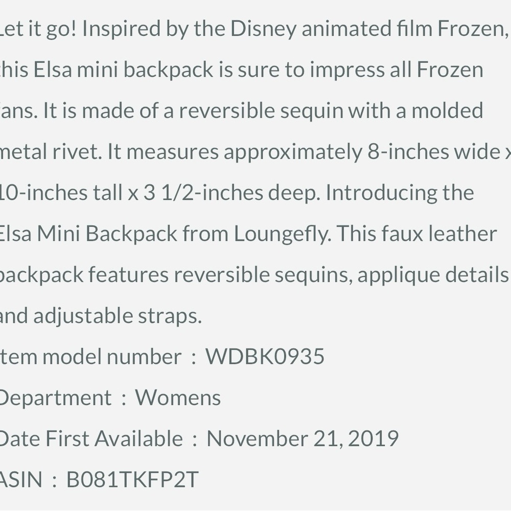 Loungefly Disney Frozen Elsa Reversible Sequin Backpack in Blue  and Silver - Picture 12 of 15
